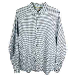 Carbon 2 Cobalt Shirt Men Large Blue White Geometric Stripe Casual Coastal Beach